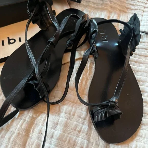 Tibi Amari Leather Sandal Black-